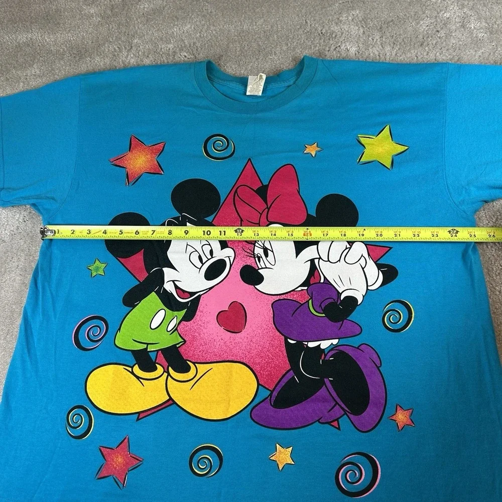 Vintage 90s Mickey And Minnie Mouse Walt Disney Big Graphic T-Shirt Size XL Blue